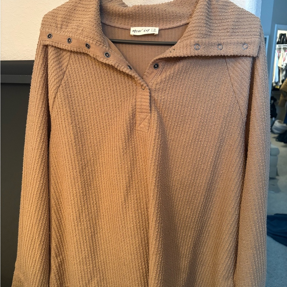 Tan Waffle Knit Pullover